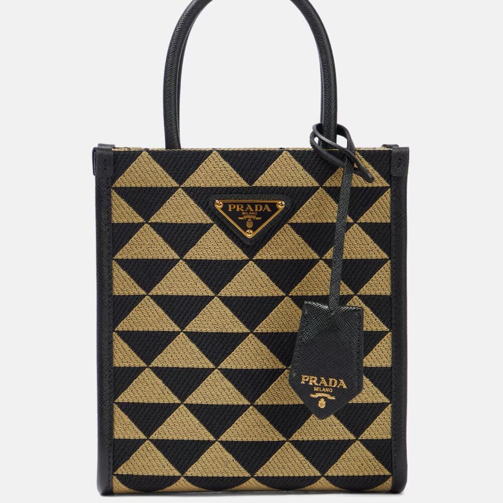 Prada Symbole Shopper Tote Jacquard Mini Tote Bag Authentic NWT